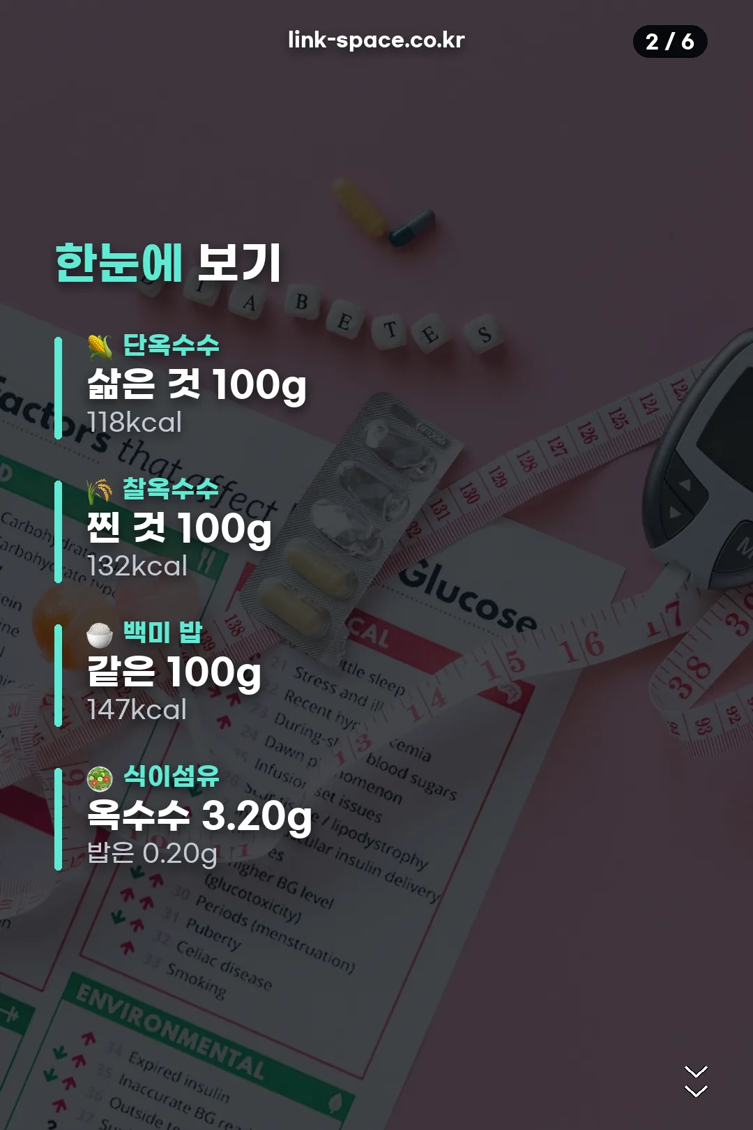품종별 열량 한눈에 보기