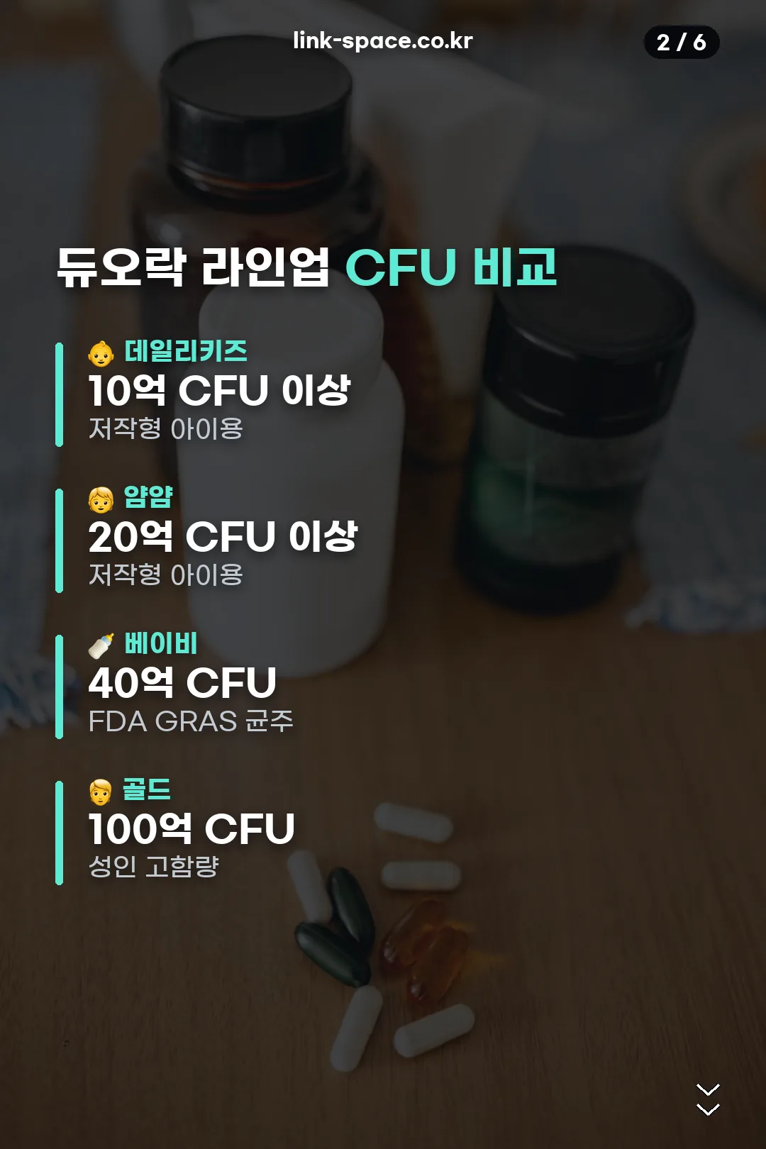 라인업별 CFU 비교표